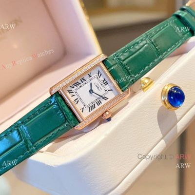 Cartier Must de Cartier Vermeil Tank Rose Gold Diamond-set Watches